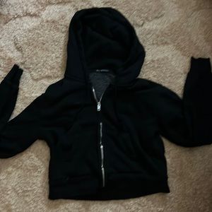 BRANDY MELVILLE black cropped zip up hoodie
